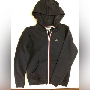 Lacoste Kids Black Hoodie with Red and White Accents